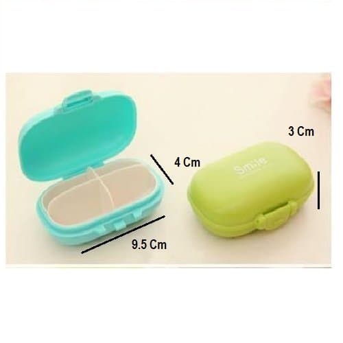 Tim Hawk Portable 4-Slot Cute Smile Pill Box Storage Medicine Pill Box, Organizer, Colours May Vary 1 Pc