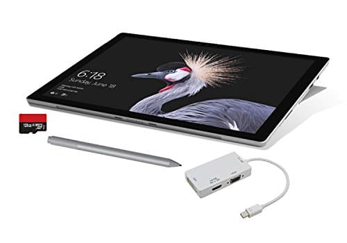 2017 New Surface Pro Bundle (4 Items): Core m3 4GB RAM 128GB Tablet, New Surface Pen Platinum, 128GB Micro SD Card, Mini DisplayPort Adapter