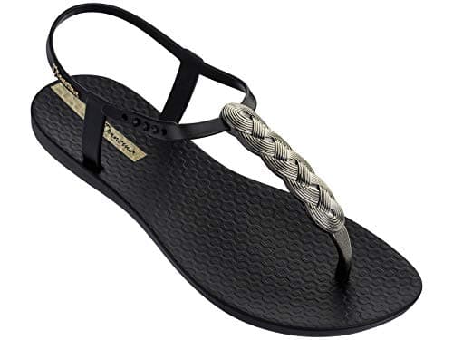 Women's Charm Braid 21 Plastic Buckle Sandal Black