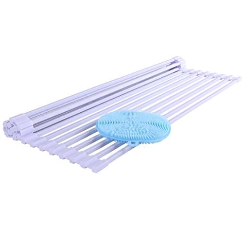 ISINO Over the Sink Drainer,Multipurpose Kitchen Drainer Rack Dish Scrubber , White