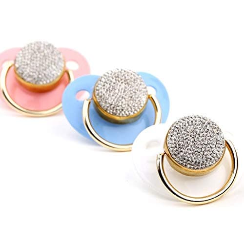 Mini Plum Glam Bling Pacifier (Pink, 0-6 Months)