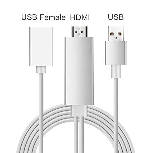Lightning to HDMI Adapter Cable,Lightning Digital AV to HDMI 1080P Cable Converter for iPhone iPad Samsung to Mirroring on HDTV Projector,Plug and Play,Support iOS 8-11 and Android System (Silver)