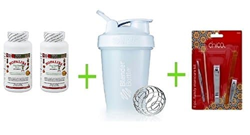 Nopalina Flax Seed Plus Formula Capsules 120 CT (Pack of 2) + 20oz assorted water bottle + Chica Family Manicure Kit (BUNDLE)