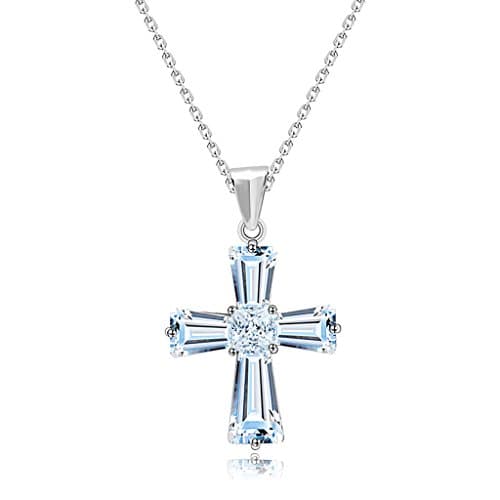 Clear Cz Zircon Cross Pendant 18in Cable Chain