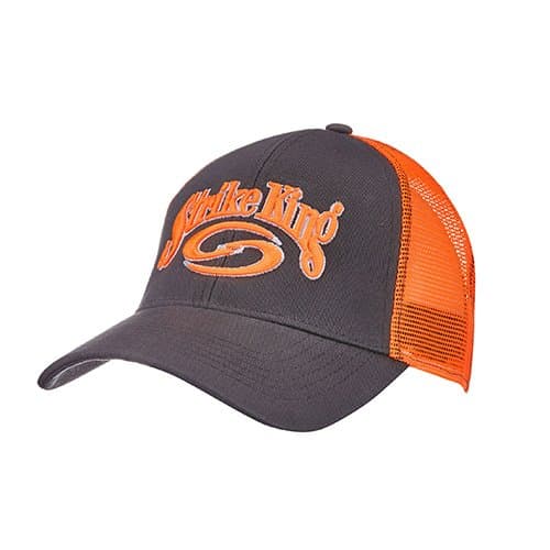 Strike King Lures CAP-2 Trucker Cap, Charcoal Body/Orange Neon Mesh