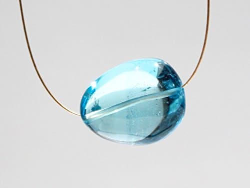 BLUE TOPAZ choker with oblong smooth gem on a 24K gold soft wire