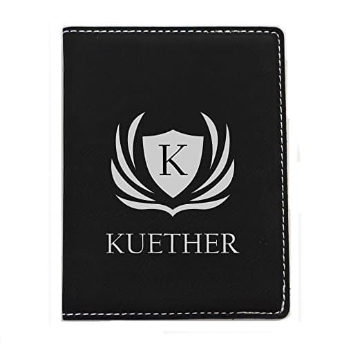 Personalized Passport Cover Holder Wallet - Black with Silver Text