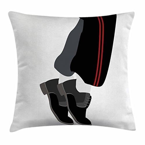 Michael Jackson Decor Throw Pillow Cushion Cover by Ambesonne, Moonwalk of Michael Jackson Music Idol Iconic Star Illustration, Decorative Square Accent Pillow Case, 16 X 16 Inches, Black White Red
