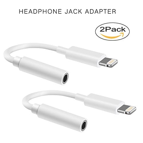 iPhone Headphone Adpater, Lightning to 3.5 Audio / Aux Jack Adapter for Apple iPhone 7 & 7 Plus White (2Pack) …