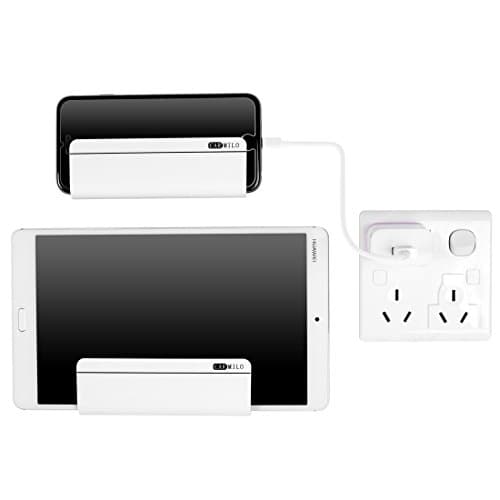 Carmilo Wall Mount Phone Holder : ABS Phone Charging Holder for iPhone, iPad, Tablet and Smartphone Pack of 2 (White)