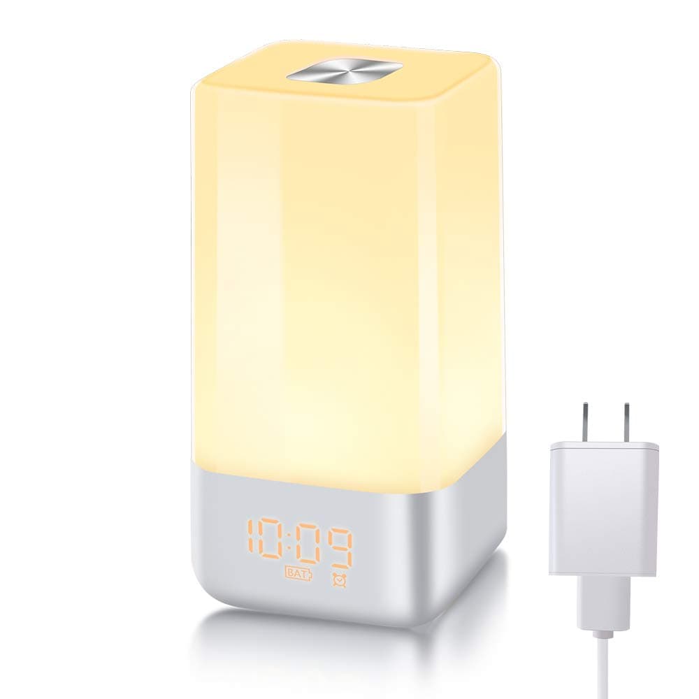 Wake Up Light Alarm Clock with Sunrise Simulation Light Alarm Clock for Bedside Sleep Therapy lamp Touch Control with Multicolor 5 Natural Sounds 3 Brightness LED Night Light 12/24hour TITIROBA TA-02