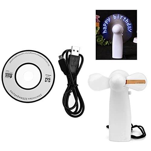 Cooling Fan Colorful LED Mini Light Battery Power With Strap #Y05# #C05# Blue Color Light