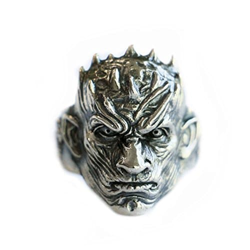 LINSION 925 Sterling Silver Night's King Ring Mens Biker Ring TA108