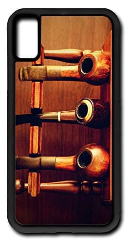 iPhone X Case Pipes Tobacco Old Man Corn Cob Pipe White Smoke Customizable by TYD Designs in Black Rubber