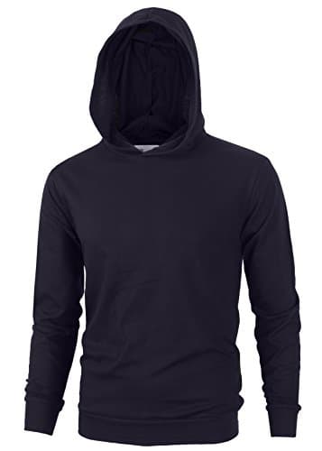 Align Apparel Mens Lightweight Cotton Pullover Long Sleeve Hoodie Sweatshirt(Small,Navy)