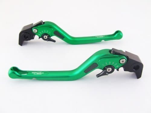 Strada 7 Racing Carbon Long Adjustable Levers Pair Green For Buell 1125CR