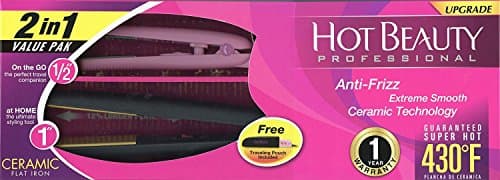 Hot Beauty Professional Ceramic Flat Iron 2 in 1 Value Pack #HFID01501