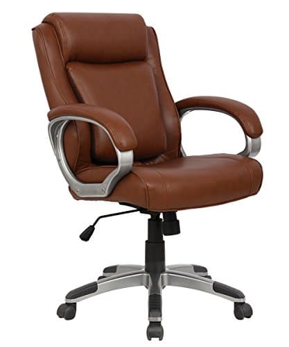 Executive Mid-Back Office Chair (05189AA) w/ Adjustable Pivoting Lumbar Support. Ergonomic Chair Racing Gaming Chair, Computer Swivel Chair w/Armrests, ProHT - Brown