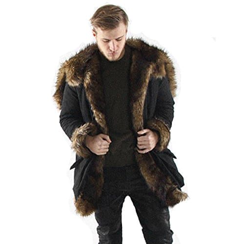 Men Long Faux Fur Coat Thicker Hooded Jacket Plus Size,Boys Fluffy Soft Hoodie Jumpers Winter Parka Outerwear Warm Cardigan Cape Poncho