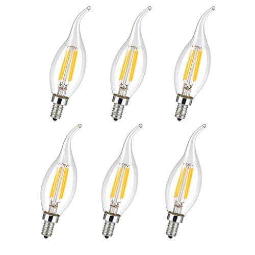 DEGUAN C35L Candelabra Bulb E12 Base,LED Filament Candle Flame Light Bulb-2700K Soft White,Non-Dimmable 40W Equivalent LED Bulb(4W=40W)-6 Pack