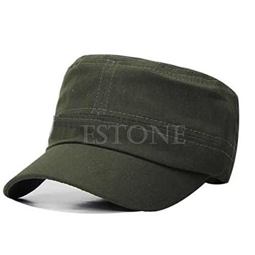 New Adjustable Cadet Style Cotton Cap Hat Classic Plain Vintage Army Military (Army Green)