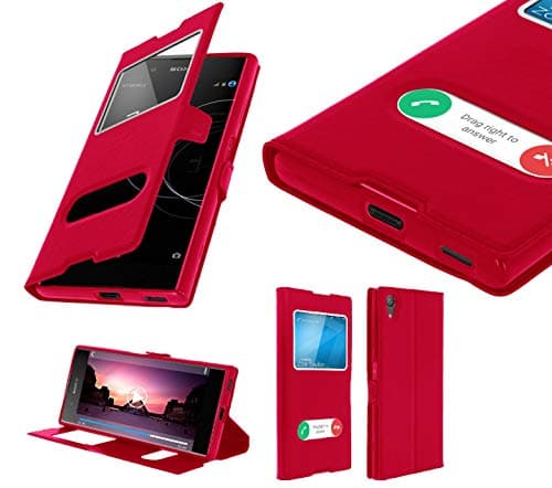 Mobile phone case cover for Sony Xperia XA1 PLUS Case Flip Cover for Maximun Protection, Colors RED