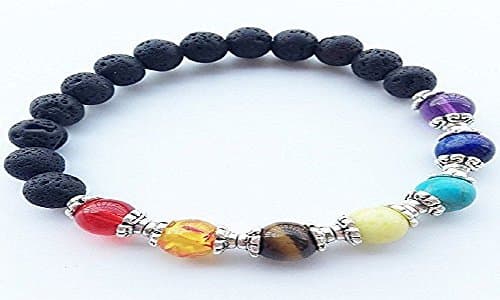 Diffuser Bracelet w/7 Chakra Lava Stones-Mens Womens Genuine Yoga Bracelet For Healing, Aromatherapy, Meditation, Natural, Essential Oils, Self Confidence, Love FREE AROMATHERAPY BOOK