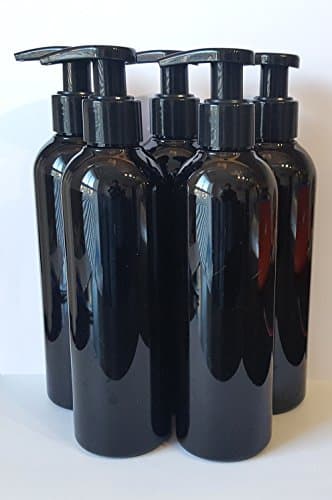 5 x Empty Black Plastic Bottle 250ml with Black Lotion Liquid soap Pump Dispenser