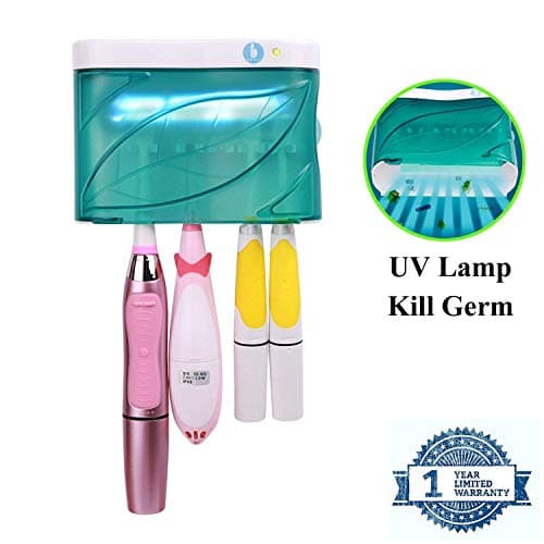 UV Toothbrush Sanitizer,Linsam Wall Mounted Sterilizer Cleaner Zero Germ Baterry-Operated Electric Toothbrush Holder for Family