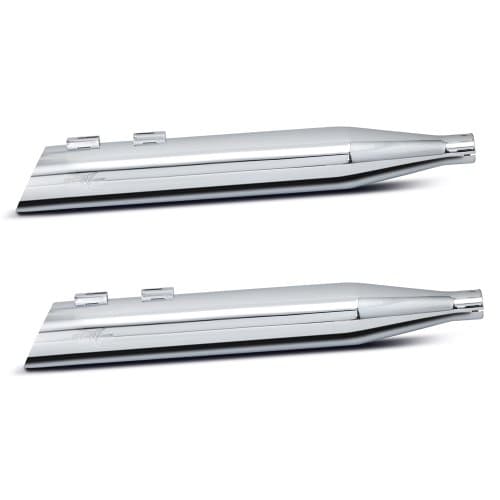 RC Components Chrome Back Slash Cut Up 4.0" Slip on Mufflers 2017 and Newer Harley-Davidson Touring Models - RCX118C