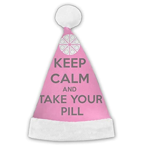Mkid Keep Clam And Take Your Pill Holiday Theme Hats Christmas Santa Hat 3D Graphic Printed For Adults And Children