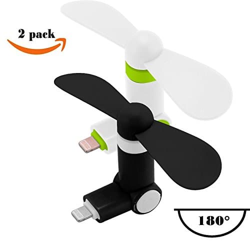 Coopsion 8 Pin Lightning Portable Mobile Phone Mini iPhone Fan with 180 Rotating for Apple iPhone 7 Plus 7 6S Plus 5S 2 Pack