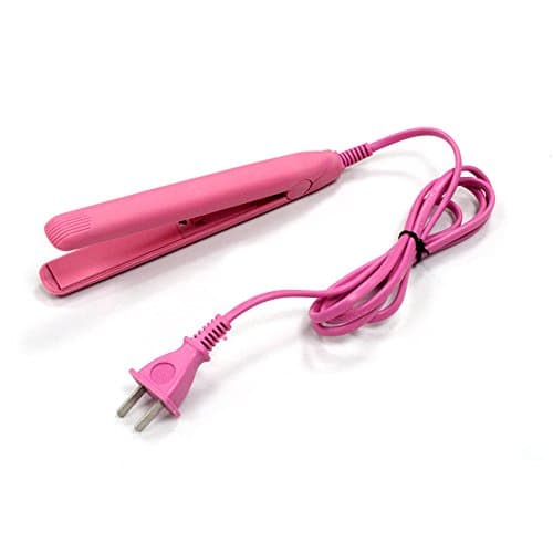 Pink 1/2 0.5 Inch Ceramic Travel Portable Mini Hair Straightener Flat Iron For Short Hair Dual Voltage