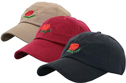 FGSS Unisex Rose Embroidered Adjustable Strapback Dad Hat Baseball Cap Mutiple Colors
