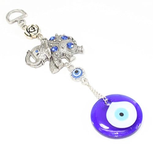 Turkish Blue Evil Eye (Nazar) Elephant with Rose Amulet Home Decor Protection Blessing Gift US Seller