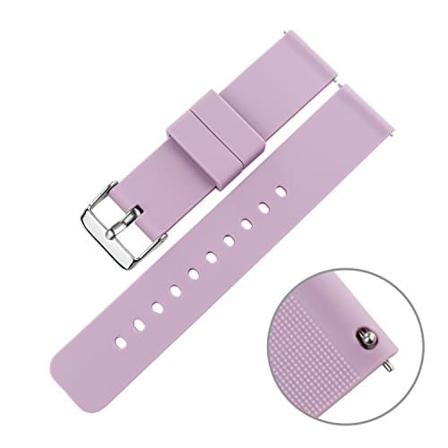 TON CHARME Quick Release Silicone Strap Straight End Watch Band with Stainless Steel Buckle 18/20/22mm (22mm, Light Purple)