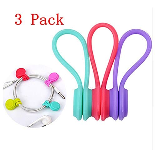 Magnetic Cable Clips,3 Pack Multipurpose Magnetic Cable Organizer, Magnetic Cord Winder Wrap for Headphones/ Date USB Cable,Soft Silicone Earphone Cable Cord Organizer (3 Pack)