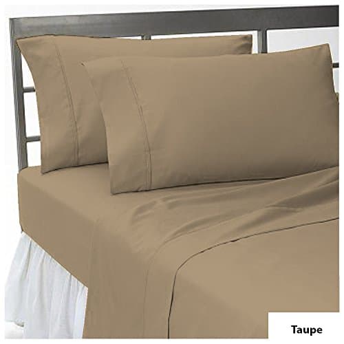 Super Soft 500 TC 1 Fitted Sheet and 2 Pillowcase Olympic Queen Size with 15" deep pocket in New Taupe color and Solid Pattern 100% Egyptian Cotton
