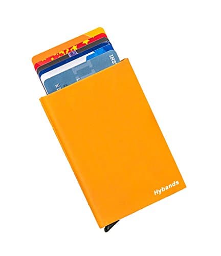 Hybands, Credit Card Holder RFID Blocking, Metal Wallet Automatic Pop-Up Sliding Aluminum Wallet with Money Clip Minimalist Design(Yellow)