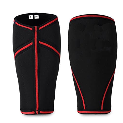 Knee Sleeves (1 Pair) 7mm Neoprene - Best Support & Compression for Powerlifting, Weightlifting, CrossFit & Bodybuilding - By Bare Naked Brands "The Highest Quality, The Lowest Nonsense" (Red, Large)