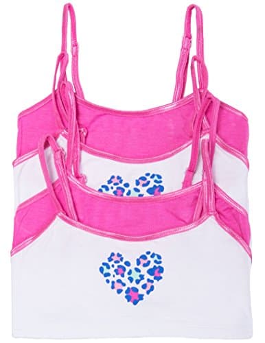 Caramel Cantina Girls 4 Pack Training Bras in Fun Patterns (Large, White/Pink)