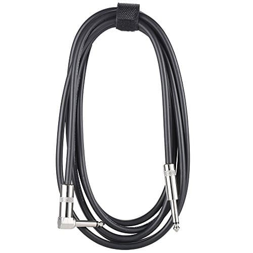 Hillside Fire ammoon Instrument Guitar Cable 1/4-Inch 6.35mm Straight to Right Angle Plug with Black PVC Jacket 5 meter