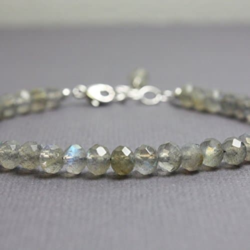 Labradorite Bracelet-Sterling Silver Clasp-Adjustable 7" to 8"