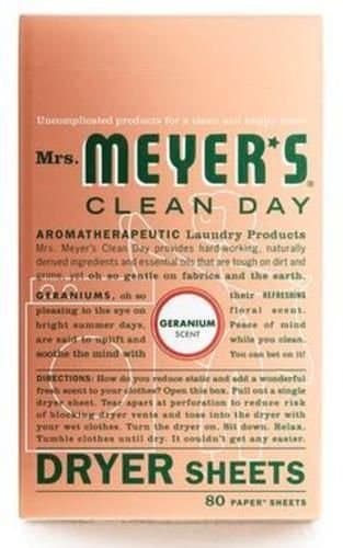 Omcon(TM) Mrs. Meyer's Dryer Sheets, Geranium Scent, 80 Count.