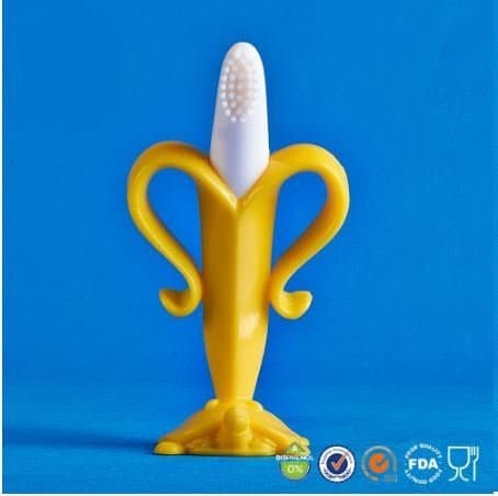 Infant Training Toothbrush teether,Yellow toys With Turtle Base + Bonus