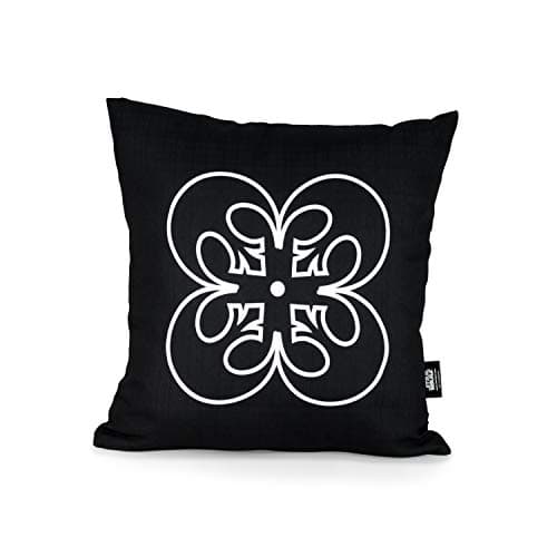 Star Wars Black Throw Pillow | White Rebel Insignia Pattern Design | Water & Fade Resistant Fabric For Indoor & Outdoor Use | 18 x 18 Inches