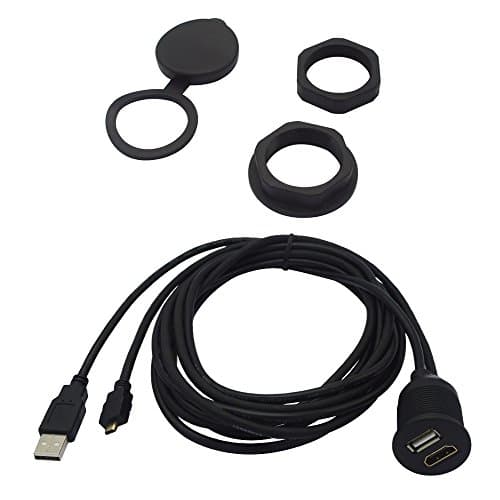 MXtechnic 6 Feet 2 Meter USB Micro HDMI Extension Dash Panel Flush Mount Cable for Vehicles Like Car Boat Bike and Motorcycle