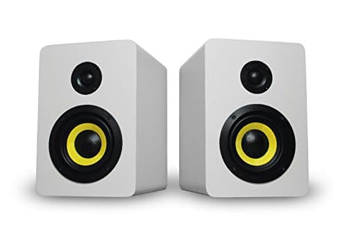 Thonet and Vander Vertrag Bluetooth 4.0 Bookshelf Speakers, Integrated Amplifier delivers 180 Watts Peak Power Compatible with Alexa for voice control, Special White Edition, Hammer Bass & Drone FX