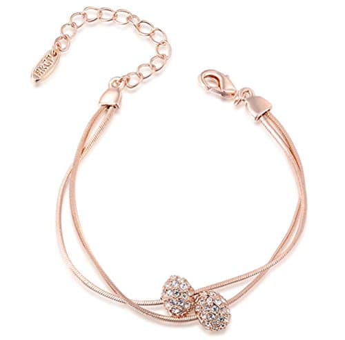 Silver and Rose Gold Diamond Bead Bracelet