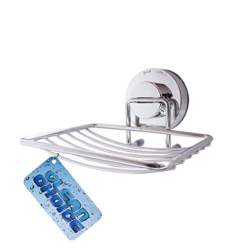 Sharp Ideas Clean Choice Stainless Steel Wall-Mount Suction Bar Soap Dish